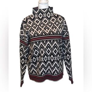 Tahari Black and White Geometric Turtleneck Sweater